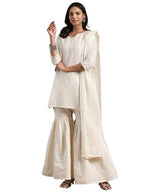 Libas WomenS Cotton Embroidered Kurta Set (27040_Off White_Xl)
