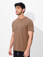 The Souled Store Rockstar Tee: Chestnut Brown Men And Boys Short Sleeves Round Neck Regular Fit Cotton T-Shirts