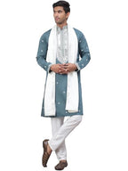 Jompers Mens Sequins Embroidered Kurta Pyjama Set With Dupatta