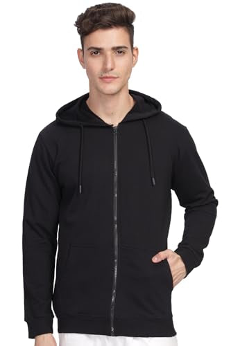 ADRO Zipper Hoodies | Sweatshirt with Zipper | Jackets for Men | Mens Zipper Hoodie | Hoodie | ZHH-24-PLN-BL-L Black