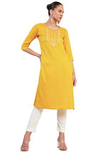 Soch Women Yellow Rayon Embellished Kurta(8907715916577_Yellow_Large)