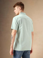 Dennis Lingo MenS| Green| Half Sleeve| Cuban Collar| Solid| Regular Fit| Casual Shirt