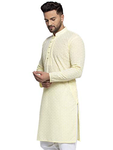 Jompers MenS Embroidered Pure Cotton Kurta