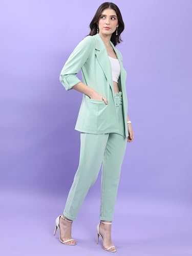 Ketch Cotton Blend Women Party Fit Green Co-Ord Set Maxi Dress (Khce000085