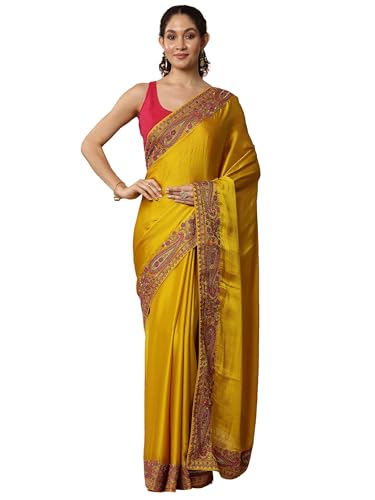 Libas Solid Pure Chiffon Saree For Women (94161P)