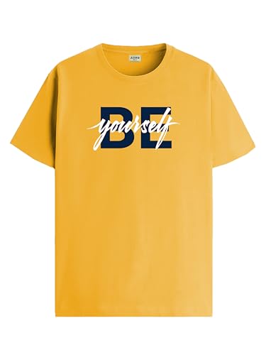 ADRO Tshirt for Men | Printed T Shirt for Men | 100% Cotton T-Shirt |Printed T Shirt | T-Shirts | RN24-BYO-MU-2XL Mustard