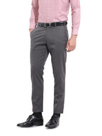 The Indian Garage Co Mens Slim Fit Self Design Mid-Rise Stretchable Formal Trousers Pants