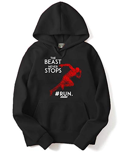 ADRO Men's Motivation Workout Printed Cotton Hoodies (H-M-STO-BL_Black_XL)