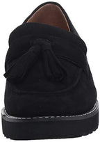 Franco Sarto Womens Carolynn Lug Sole Loafer with Tassel Detail , Black Suede, 8.5 M