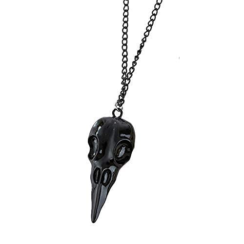 YOOESTORES82 Punk Metal Crow Skull Necklace. Hip Hop 3D Animal Bird Skull Pendant Necklace, Men Women Vintage Gothic Halloween J