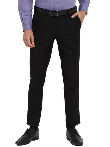 Turtle Men Black Solid Slim Fit Trousers