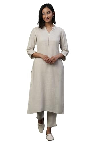 Aurelia WomenS Rayon Regular Kurta (24Fea15023-606393_Natual
