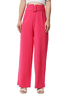 KOTTY Women Regular length Rose Pink Solid Trousers(Rose Pink,28)