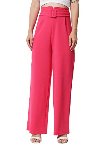 KOTTY Women Regular length Rose Pink Solid Trousers(Rose Pink,28)