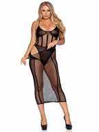 2 PC Net/opaque bodysuit w/ skirt OS Bla