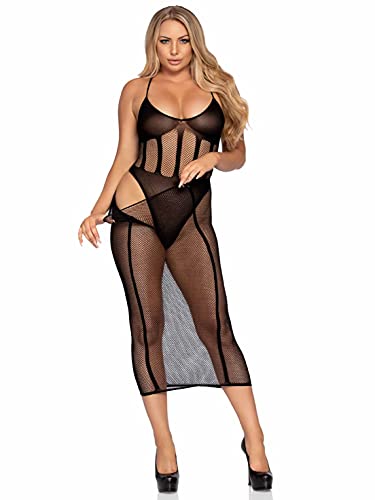 2 PC Net/opaque bodysuit w/ skirt OS Bla