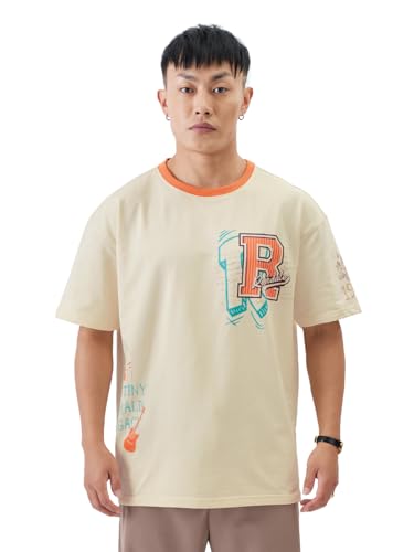 The Souled Store Archie: Riverdale Varsity Oversized T-Shirts Off White Oversized T Shirts For Cotton Casual Half Sleeves Baggy 