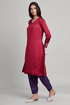 W For Woman Women V-Neck Kurta Solid 42 L Full Slv