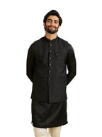 Manyavar MenS Art Silk Solid Jacket (Black,S)
