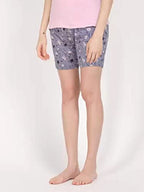 Lyra Pure Cotton Printed Night Shorts For Women
