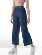 INKD Womens Wide Leg Mid Rise Jeans
