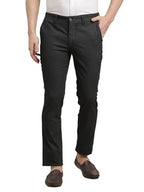 Turtle Men Cotton Stretch Black Printed Narrow Fit Casual Trouser