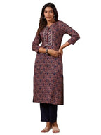 Anubhutee Women'S Blue Ethnic Motifs Straight Kurta With Trousers
