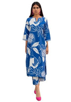 ANNI DESIGNER Womens Rayon Blend Straight Printed Kurta with Pant (ANAAR-Blue_S_Blue_Small)