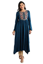 Aurelia WomenS Solid Zari Embriodery A-Line Kurta | Round Neck Kurta For Women | Solid Kurta For Women | Beautiful Regular Fit K