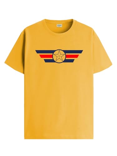 ADRO Tshirt for Men | Printed T Shirt for Men | 100% Cotton T-Shirt |Printed T Shirt | T-Shirts | RN24-CAP-MU-M Mustard