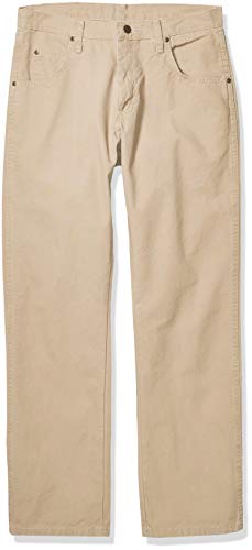 Wrangler mens Rugged Wear Relaxed Fit Straight Leg Canvas casual pants, Golden Khaki Canvas, 38W x 32L US