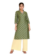 Rangita Green Rayon Straight Embroidered Calf Length Kurti | Kurta For Women_2Xl