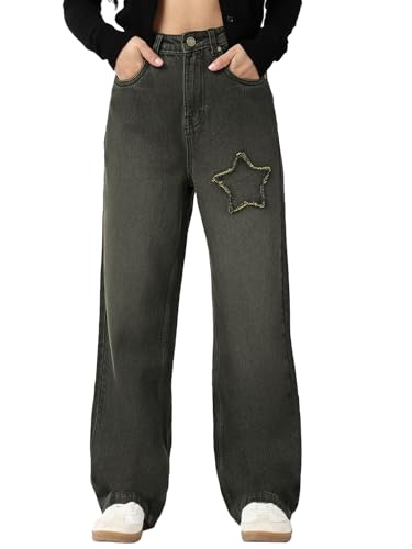 Bewakoof WomenS Applique Straight Fit Pure Cotton Washed Jeans_671020_Black_30
