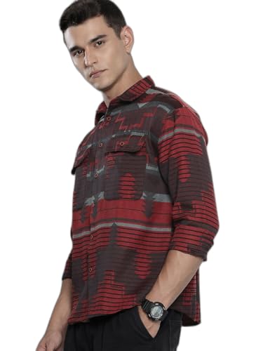 The Indian Garage Co Mens Relaxed Fit Geometric Print Resort Wear Sweater