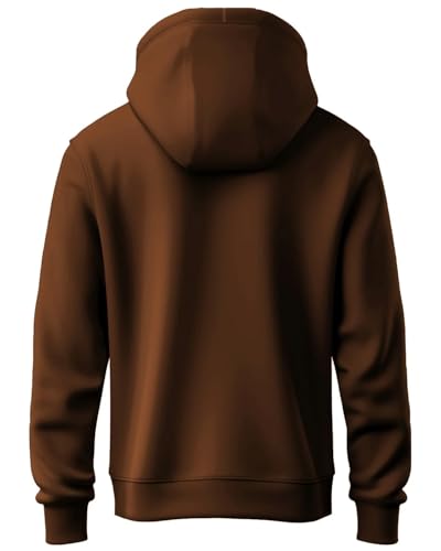 ADRO Men's Cotton Neck Hooded Regular Fit Sweatshirt (H24-PLN-BR_Downtown Brown_Medium)