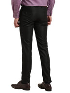 Turtle Men Poly Viscose Stretch Black Dobby Printed Ultra Slim Fit Formal Trouser