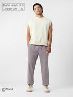 The Souled Store Iris Men and Boys Drawstringed Grey Solid Cotton Blend Oversized Joggers