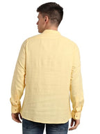 Turtle Men 100% Cotton Yellow Solid Slim Fit Casual Kurta Shirt