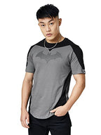 The Souled Store Dc: Batman Logo Men And Boys Short Sleeves Round Neck Grey Graphic Printed Cotton Regular Fit Drop Cut T-Shirts