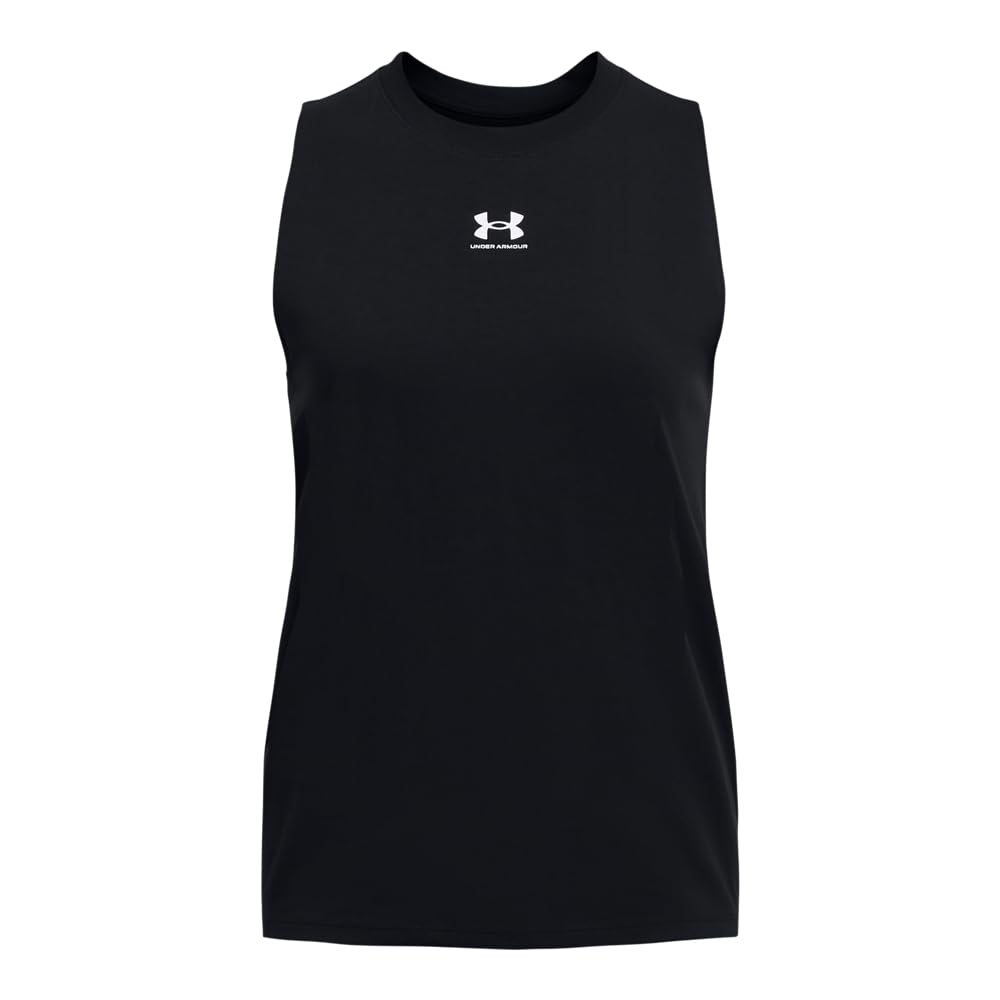 Under Armour Womens Rival Muscle Tank, (001) Black / / White, X-Small