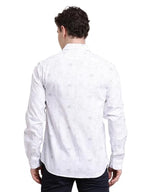 Turtle Men Slim Fit Printed Pure Cotton White Casual Shirt
