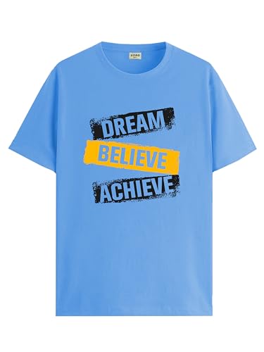 ADRO Men's Solid Regular Fit T-Shirt (RN24-DBA-SK_Sky Blue