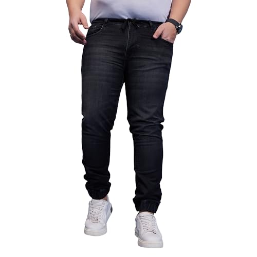 Bigbanana Plus Size MenS Regular Fit Washed Jeans (Monald,Black,6Xl)