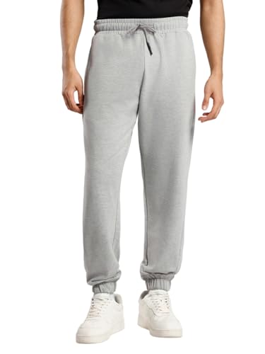 Nobero MenS Relaxed Fit Track Pants (1M-Bwjg-R0089_Grey Melange