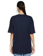 T2F Womens Printed Oversized Fit T-Shirt (WOM-DRP-TSRT-01_Navy