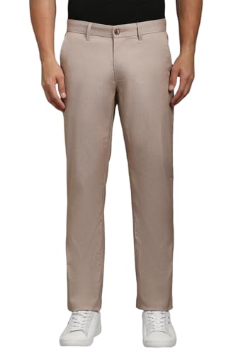 Men Beige Print Flat Front Casual Trousers