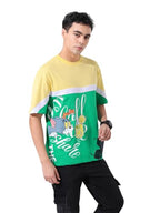 The Indian Garage Co Mens Boxy Fit Tom and Jerry Print Half Sleeves Crew Neck T-Shirt