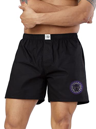 The Souled Store Men Official Black Panther: Panther Power Black Printed Boxer Shorts Xl