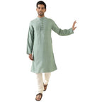 Fabindia Men'S Viscose Silk Solid Slim Kurta (1037106Sage_Sage