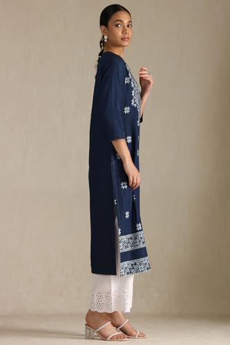 Soch Womens Indigo Denim Geometric Print Kurta